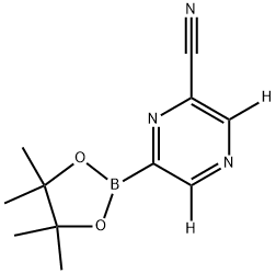 6-(4,4,5,5-tetramethyl-1,3,2-dioxaborolan-2-yl)pyrazine-2-carbonitrile-3,5-d2 Structure