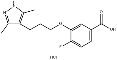 3-(3-(3,5-dimethyl-1H-pyrazol-4-yl)propoxy)-4-fluorobenzoic acid HCL Structure