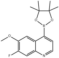 7-fluoro-6-methoxy-4-(4,4,5,5-tetramethyl-1,3,2-dioxaborolan-2-yl)quinoline 구조식 이미지