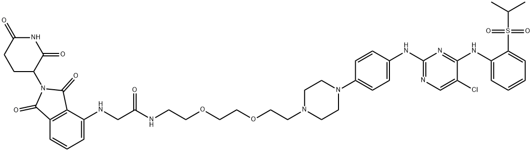 N-(2-(2-(2-(4-(4-((5-Chloro-4-((2-(isopropylsulfonyl)phenyl)amino)pyrimidin-2-yl)amino)phenyl)piperazin-1-yl)ethoxy)ethoxy)ethyl)-2-((2-(2,6-dioxopiperidin-3-yl)-1,3-dioxoisoindolin-4-yl)amino)acetamide Structure