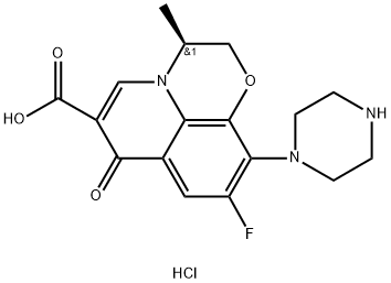 (S)-9-fluoro-3-methyl-7-oxo-10-(piperazin-1-yl)-2,3-dihydro-7H-[1,4]oxazino[2,3,4-ij]quinoline-6-carboxylic acid hydrochloride Structure
