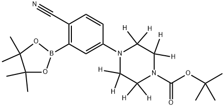 tert-butyl 4-(4-cyano-3-(4,4,5,5-tetramethyl-1,3,2-dioxaborolan-2-yl)phenyl)piperazine-1-carboxylate-2,2,3,3,5,5,6,6-d8 Structure