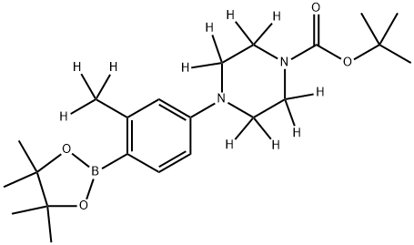 tert-butyl 4-(3-(methyl-d3)-4-(4,4,5,5-tetramethyl-1,3,2-dioxaborolan-2-yl)phenyl)piperazine-1-carboxylate-2,2,3,3,5,5,6,6-d8 구조식 이미지