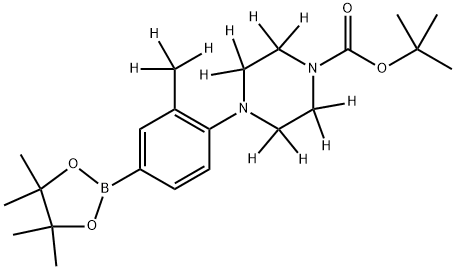 tert-butyl 4-(2-(methyl-d3)-4-(4,4,5,5-tetramethyl-1,3,2-dioxaborolan-2-yl)phenyl)piperazine-1-carboxylate-2,2,3,3,5,5,6,6-d8 구조식 이미지