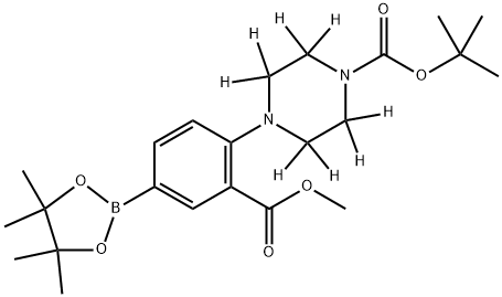 tert-butyl 4-(2-(methoxycarbonyl)-4-(4,4,5,5-tetramethyl-1,3,2-dioxaborolan-2-yl)phenyl)piperazine-1-carboxylate-2,2,3,3,5,5,6,6-d8 Structure