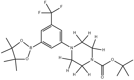 tert-butyl 4-(3-(4,4,5,5-tetramethyl-1,3,2-dioxaborolan-2-yl)-5-(trifluoromethyl)phenyl)piperazine-1-carboxylate-2,2,3,3,5,5,6,6-d8 Structure