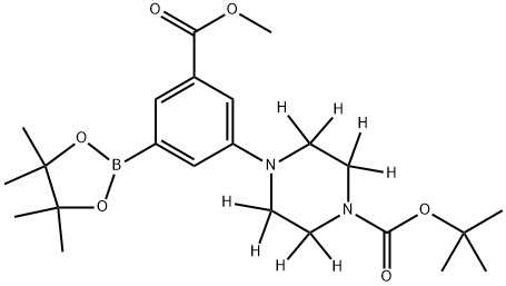 tert-butyl 4-(3-(methoxycarbonyl)-5-(4,4,5,5-tetramethyl-1,3,2-dioxaborolan-2-yl)phenyl)piperazine-1-carboxylate-2,2,3,3,5,5,6,6-d8 구조식 이미지