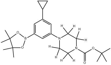 tert-butyl 4-(3-cyclopropyl-5-(4,4,5,5-tetramethyl-1,3,2-dioxaborolan-2-yl)phenyl)piperazine-1-carboxylate-2,2,3,3,5,5,6,6-d8 Structure