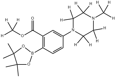 methyl-d3 5-(4-(methyl-d3)piperazin-1-yl-2,2,3,3,5,5,6,6-d8)-2-(4,4,5,5-tetramethyl-1,3,2-dioxaborolan-2-yl)benzoate Structure