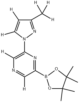 2-(3-(methyl-d3)-1H-pyrazol-1-yl-4,5-d2)-6-(4,4,5,5-tetramethyl-1,3,2-dioxaborolan-2-yl)pyrazine-3,5-d2 구조식 이미지