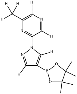 2-(methyl-d3)-6-(4-(4,4,5,5-tetramethyl-1,3,2-dioxaborolan-2-yl)-1H-pyrazol-1-yl-3,5-d2)pyrazine-3,5-d2 Structure