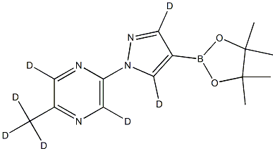 2-(methyl-d3)-5-(4-(4,4,5,5-tetramethyl-1,3,2-dioxaborolan-2-yl)-1H-pyrazol-1-yl-3,5-d2)pyrazine-3,6-d2 Structure