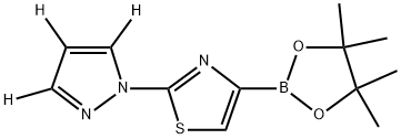 2-(1H-pyrazol-1-yl-d3)-4-(4,4,5,5-tetramethyl-1,3,2-dioxaborolan-2-yl)thiazole 구조식 이미지