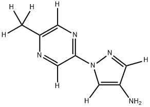 1-(5-(methyl-d3)pyrazin-2-yl-3,6-d2)-1H-pyrazol-3,5-d2-4-amine 구조식 이미지