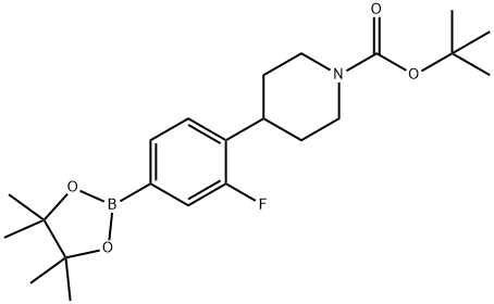 tert-butyl 4-(2-fluoro-4-(4,4,5,5-tetramethyl-1,3,2-dioxaborolan-2-yl)phenyl)piperidine-1-carboxylate 구조식 이미지