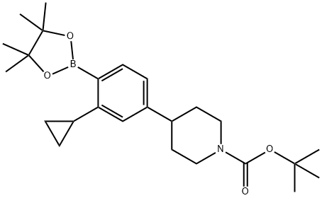 tert-butyl 4-(3-cyclopropyl-4-(4,4,5,5-tetramethyl-1,3,2-dioxaborolan-2-yl)phenyl)piperidine-1-carboxylate Structure