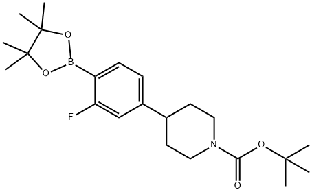 tert-butyl 4-(3-fluoro-4-(4,4,5,5-tetramethyl-1,3,2-dioxaborolan-2-yl)phenyl)piperidine-1-carboxylate Structure