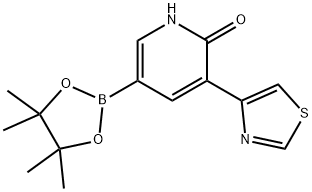 5-(4,4,5,5-tetramethyl-1,3,2-dioxaborolan-2-yl)-3-(thiazol-4-yl)pyridin-2(1H)-one Structure