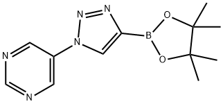 5-(4-(4,4,5,5-tetramethyl-1,3,2-dioxaborolan-2-yl)-1H-1,2,3-triazol-1-yl)pyrimidine 구조식 이미지