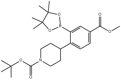 tert-butyl 4-(4-(methoxycarbonyl)-2-(4,4,5,5-tetramethyl-1,3,2-dioxaborolan-2-yl)phenyl)piperidine-1-carboxylate Structure