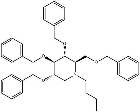 (2R,3R,4R,5S)-3,4,5-tris(benzyloxy)-2-(benzyloxymethyl)-1-butylpiperidine Structure