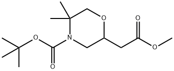 2-Methoxycarbonylmethyl-5,5-dimethyl-morpholine-4-carboxylic acid tert-butyl ester Structure