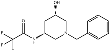 (3R, 5S)-N-(1-Benzyl-5-hydroxy-piperidin-3-yl)-2,2,2-trifluoro-acetamide Structure