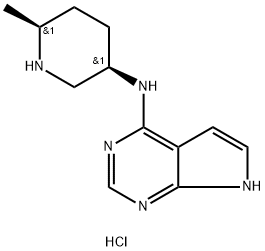 N-((3R,6S)-6-methylpiperidin-3-yl)-7H-pyrrolo[2,3-d]pyrimidin-4-amine hydrochloride Structure