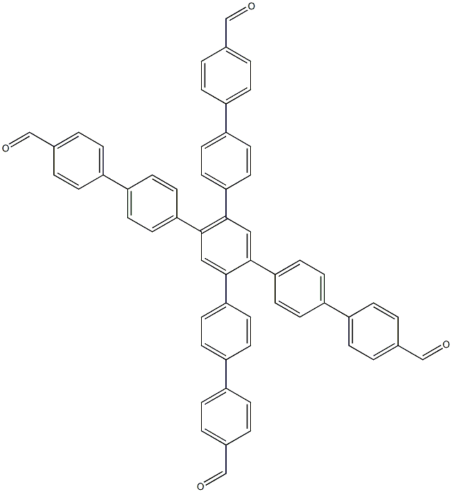4'',5''-bis(4'-formyl-[1,1'-biphenyl]-4-yl)-[1,1':4',1'':2'',1''':4''',1''''-quinquephenyl]-4,4''''-dicarbaldehyde Structure