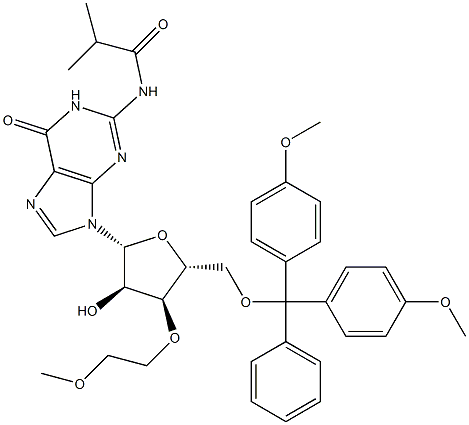 N2-iso-Butyroyl-5'-O-(4,4'-dimethoxytrityl)-3'-O-(methoxyethyl)guanosine 구조식 이미지