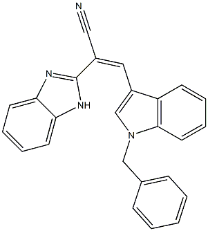 2-(1H-benzimidazol-2-yl)-3-(1-benzyl-1H-indol-3-yl)acrylonitrile 구조식 이미지