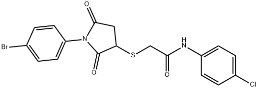 2-{[1-(4-bromophenyl)-2,5-dioxopyrrolidin-3-yl]sulfanyl}-N-(4-chlorophenyl)acetamide 구조식 이미지