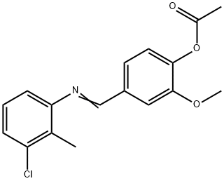 4-{[(3-chloro-2-methylphenyl)imino]methyl}-2-methoxyphenyl acetate Structure