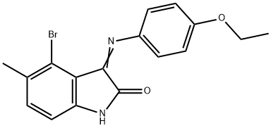 4-bromo-3-[(4-ethoxyphenyl)imino]-5-methyl-1,3-dihydro-2H-indol-2-one Structure