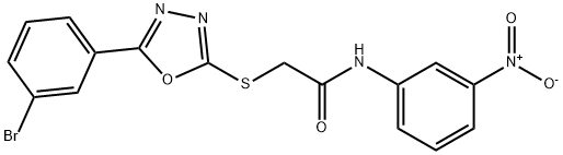 2-{[5-(3-bromophenyl)-1,3,4-oxadiazol-2-yl]sulfanyl}-N-{3-nitrophenyl}acetamide 구조식 이미지