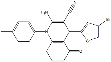 2-amino-4-(4-bromo-2-thienyl)-1-(4-methylphenyl)-5-oxo-1,4,5,6,7,8-hexahydro-3-quinolinecarbonitrile Structure