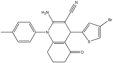 2-amino-4-(4-bromo-2-thienyl)-1-(4-methylphenyl)-5-oxo-1,4,5,6,7,8-hexahydro-3-quinolinecarbonitrile 구조식 이미지