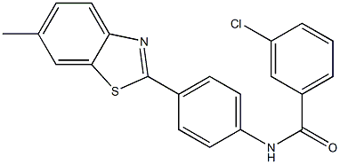 3-chloro-N-[4-(6-methyl-1,3-benzothiazol-2-yl)phenyl]benzamide 구조식 이미지
