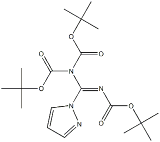 tert-butyl (Z)-(tert-butoxycarbonyl)(((tert-butoxycarbonyl)imino)(1H-pyrazol-1-yl)methyl)carbamate Structure