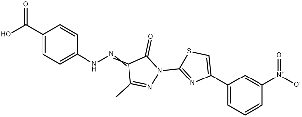 4-(2-{3-methyl-1-[4-(3-nitrophenyl)-1,3-thiazol-2-yl]-5-oxo-1,5-dihydro-4H-pyrazol-4-ylidene}hydrazino)benzoic acid 구조식 이미지