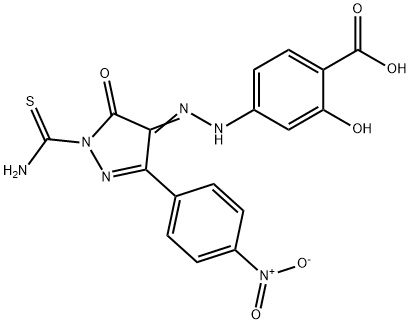 4-{2-[1-(aminocarbothioyl)-3-(4-nitrophenyl)-5-oxo-1,5-dihydro-4H-pyrazol-4-ylidene]hydrazino}-2-hydroxybenzoic acid Structure