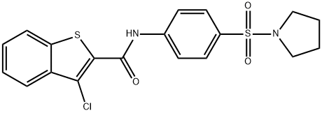 3-chloro-N-[4-(1-pyrrolidinylsulfonyl)phenyl]-1-benzothiophene-2-carboxamide 구조식 이미지