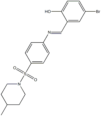 4-bromo-2-[({4-[(4-methyl-1-piperidinyl)sulfonyl]phenyl}imino)methyl]phenol 구조식 이미지