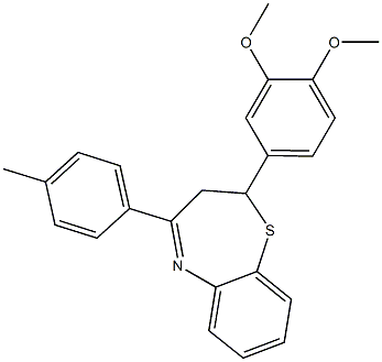 2-(3,4-dimethoxyphenyl)-4-(4-methylphenyl)-2,3-dihydro-1,5-benzothiazepine 구조식 이미지