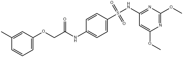 N-(4-{[(2,6-dimethoxy-4-pyrimidinyl)amino]sulfonyl}phenyl)-2-(3-methylphenoxy)acetamide Structure