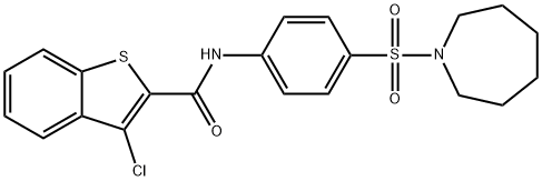 N-[4-(1-azepanylsulfonyl)phenyl]-3-chloro-1-benzothiophene-2-carboxamide 구조식 이미지
