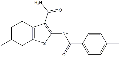 6-methyl-2-[(4-methylbenzoyl)amino]-4,5,6,7-tetrahydro-1-benzothiophene-3-carboxamide Structure