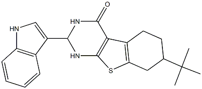 7-tert-butyl-2-(1H-indol-3-yl)-2,3,5,6,7,8-hexahydro[1]benzothieno[2,3-d]pyrimidin-4(1H)-one 구조식 이미지