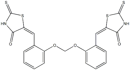 5-[2-({2-[(4-oxo-2-thioxo-1,3-thiazolidin-5-ylidene)methyl]phenoxy}methoxy)benzylidene]-2-thioxo-1,3-thiazolidin-4-one 구조식 이미지