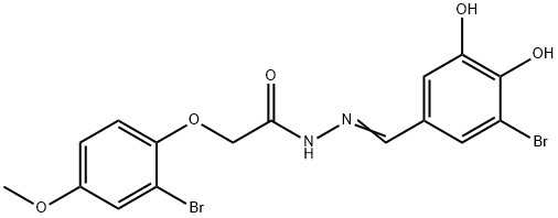 N'-(3-bromo-4,5-dihydroxybenzylidene)-2-(2-bromo-4-methoxyphenoxy)acetohydrazide 구조식 이미지